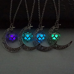 Pandora's Glow in the dark Moon Heart Necklace - Wish Niche Collection