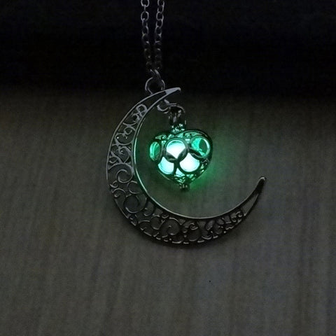 Pandora's Glow in the dark Moon Heart Necklace - Wish Niche Collection